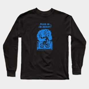 plug in reddy kilowatt distressed blue Long Sleeve T-Shirt